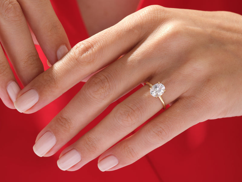 Hidden Halo Oval Moissanite Engagement Ring (2.00 CT)