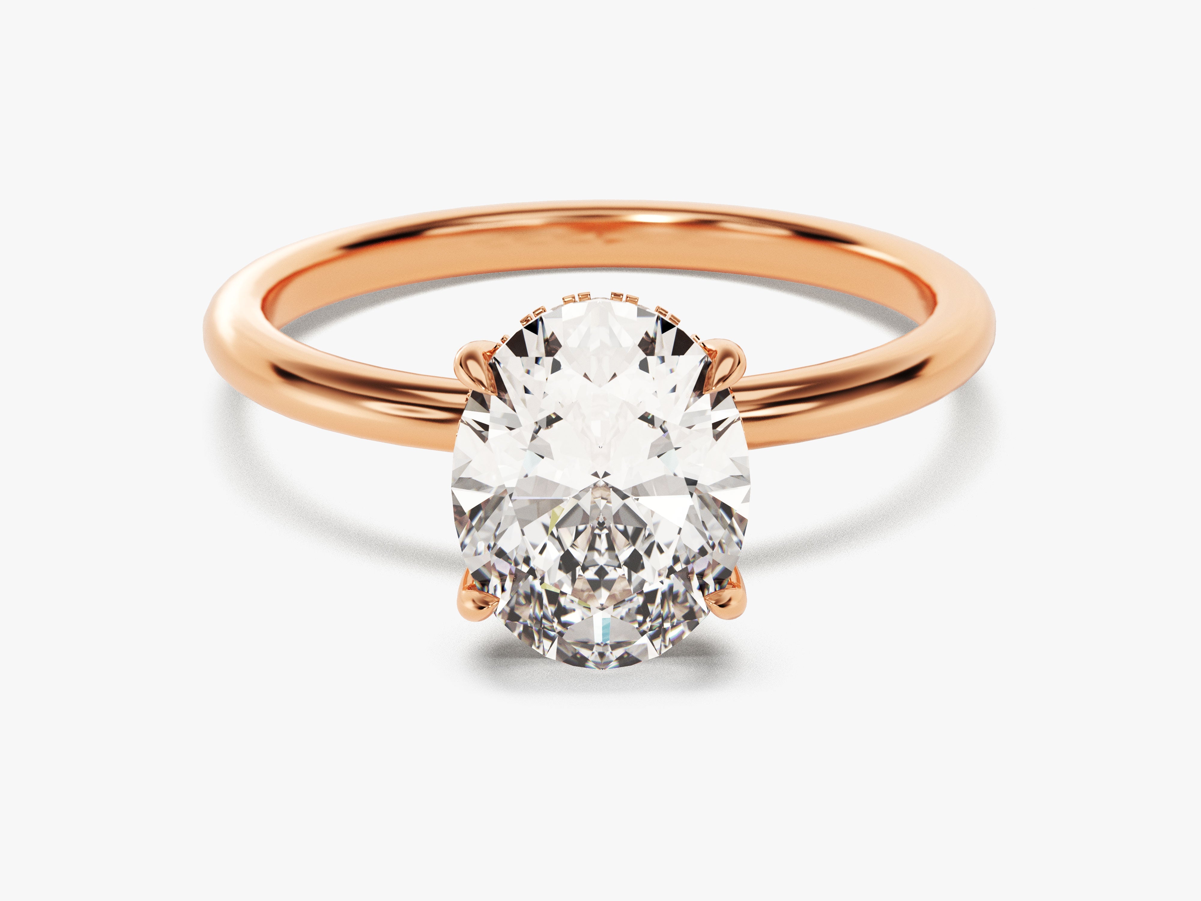 Hidden Halo Oval Moissanite Engagement Ring (2.00 CT)