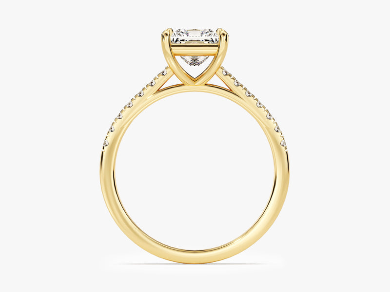 Princess Cut Moissanite Engagement Ring with Pave Set Side Stones (1.00 CT)