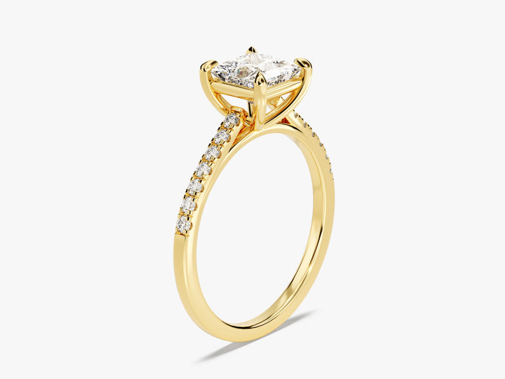 Princess Cut Moissanite Engagement Ring with Pave Set Side Stones (1.00 CT)