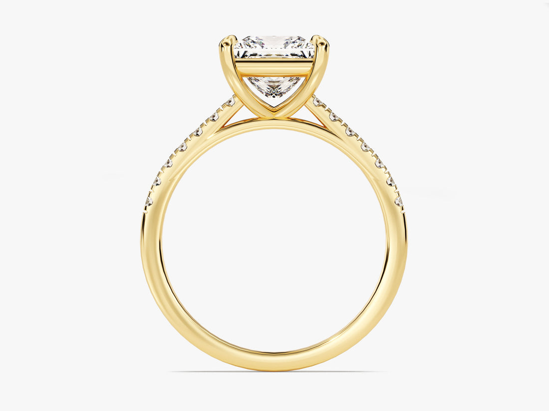 Princess Cut Moissanite Engagement Ring with Pave Set Side Stones (1.50 CT)