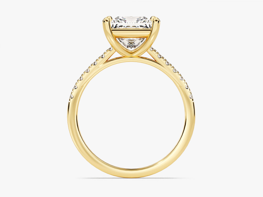 Princess Cut Moissanite Engagement Ring with Pave Set Side Stones (2.00 CT)
