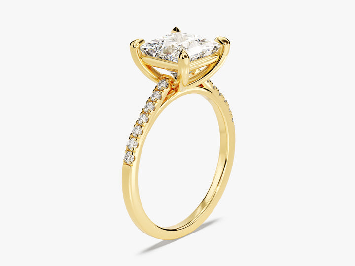 Princess Cut Moissanite Engagement Ring with Pave Set Side Stones (2.00 CT)