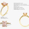 Emerald Cut Peach Morganite Engagement Ring with Sidestones