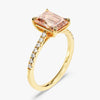 Emerald Cut Peach Morganite Engagement Ring with Sidestones