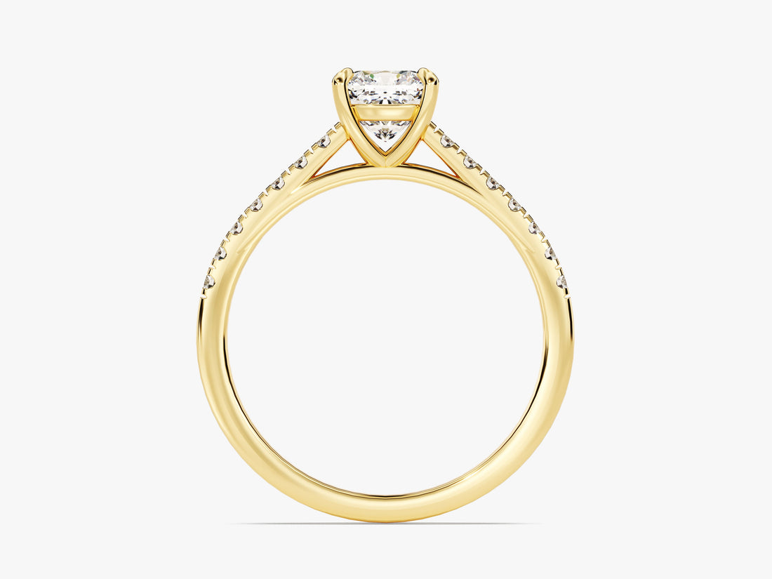 Cushion Cut Moissanite Engagement Ring with Pave Set Side Stones (1.00 CT)