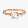 Cushion Cut Moissanite Engagement Ring with Pave Set Side Stones (1.00 CT)