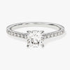 Cushion Cut Moissanite Engagement Ring with Pave Set Side Stones (1.00 CT)