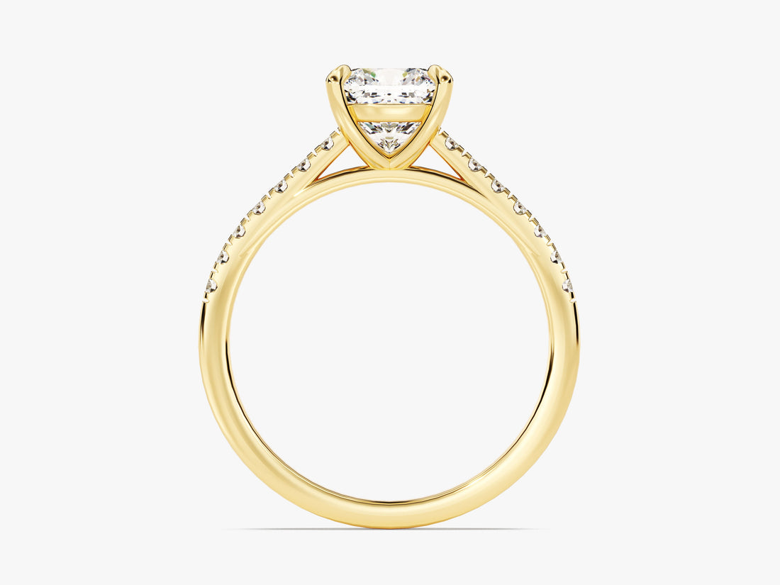 Cushion Cut Moissanite Engagement Ring with Pave Set Side Stones (1.50 CT)