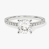 Cushion Cut Moissanite Engagement Ring with Pave Set Side Stones (1.50 CT)