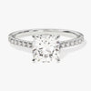 Cushion Cut Moissanite Engagement Ring with Pave Set Side Stones (2.00 CT)