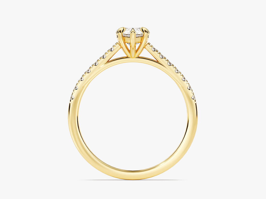 Pear Cut Moissanite Engagement Ring with Pave Set Side Stones (1.00 CT)