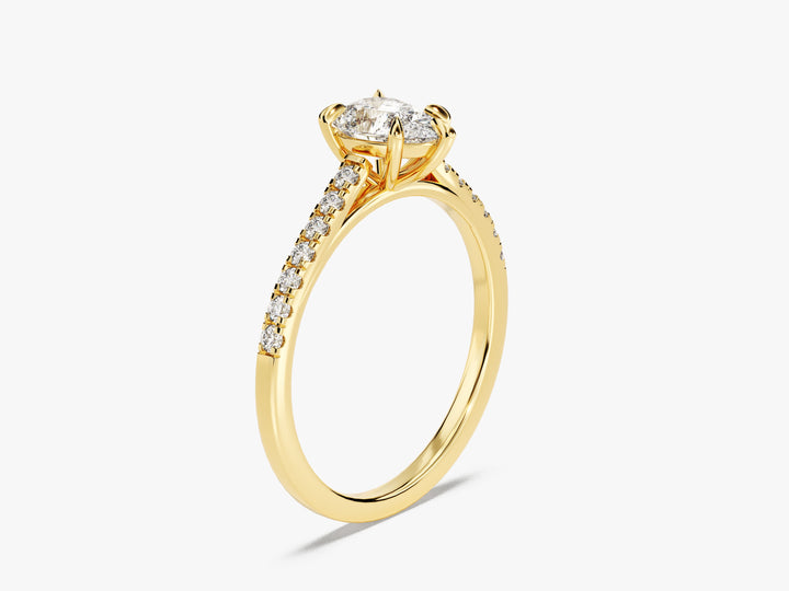 Pear Cut Moissanite Engagement Ring with Pave Set Side Stones (1.00 CT)