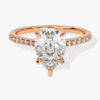 Pear Cut Moissanite Engagement Ring with Pave Set Side Stones (2.00 CT)