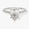 Pear Cut Moissanite Engagement Ring with Pave Set Side Stones (2.00 CT)