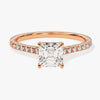 Asscher Cut Moissanite Engagement Ring with Pave Set Side Stones (1.00 CT)