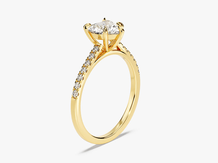 Heart Cut Moissanite Engagement Ring with Pave Set Side Stones (1.00 CT)