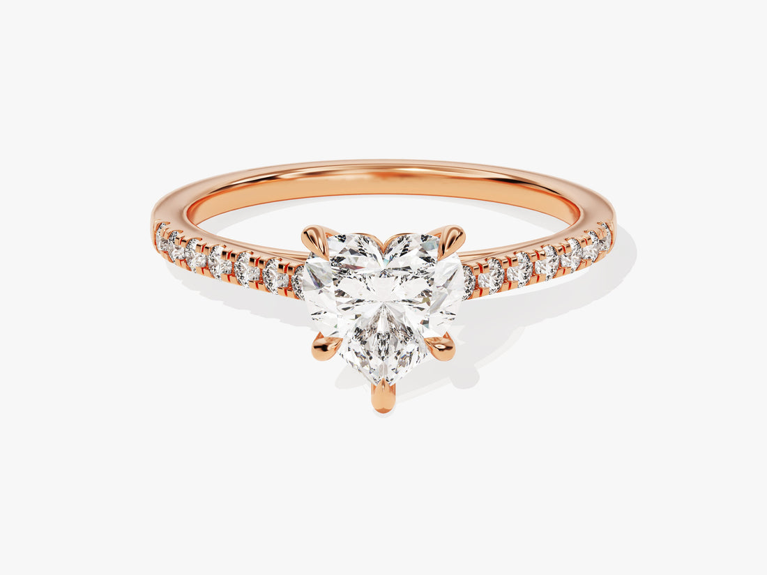 Heart Cut Moissanite Engagement Ring with Pave Set Side Stones (1.00 CT)