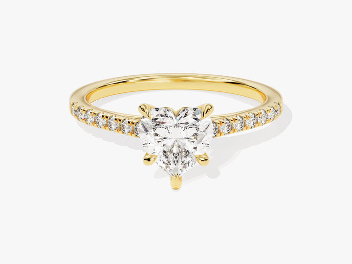 Heart Cut Moissanite Engagement Ring with Pave Set Side Stones (1.00 CT)