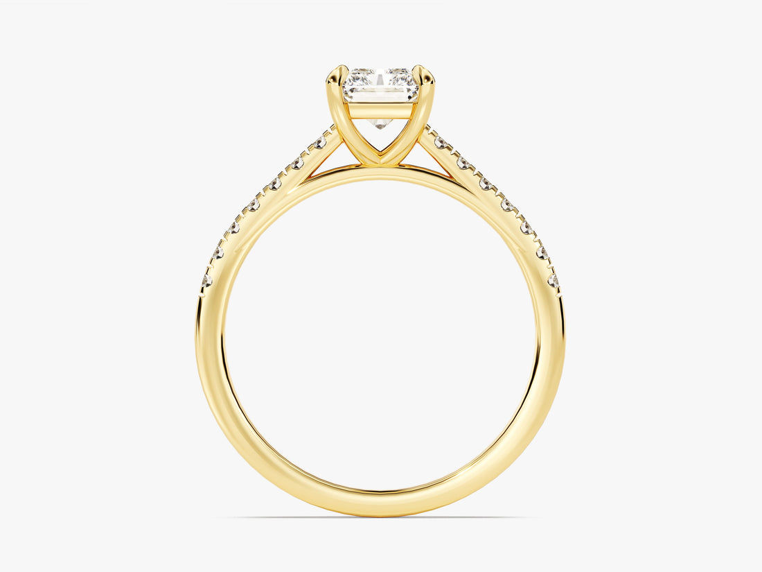 Radiant Cut Moissanite Engagement Ring with Pave Set Side Stones (1.00 CT)