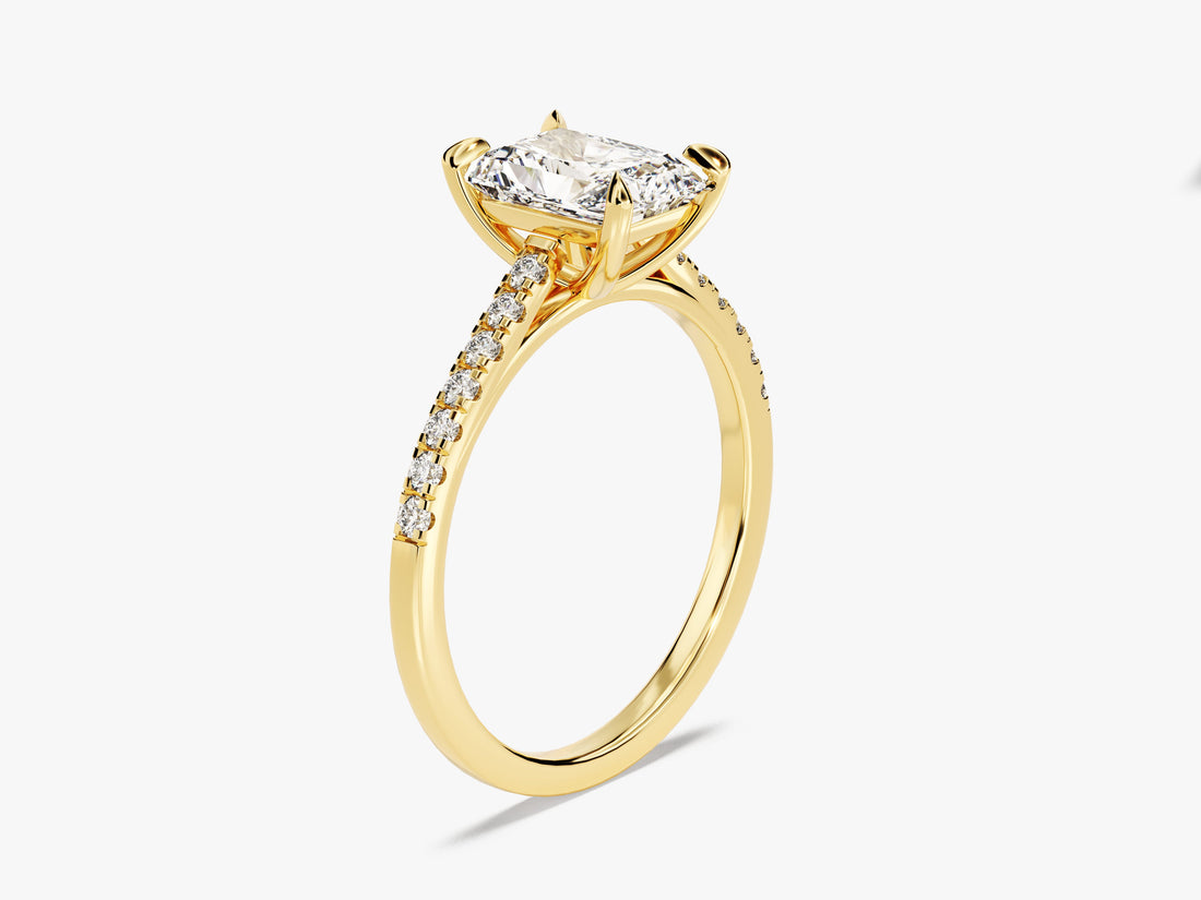 Radiant Cut Moissanite Engagement Ring with Pave Set Side Stones (1.50 CT)