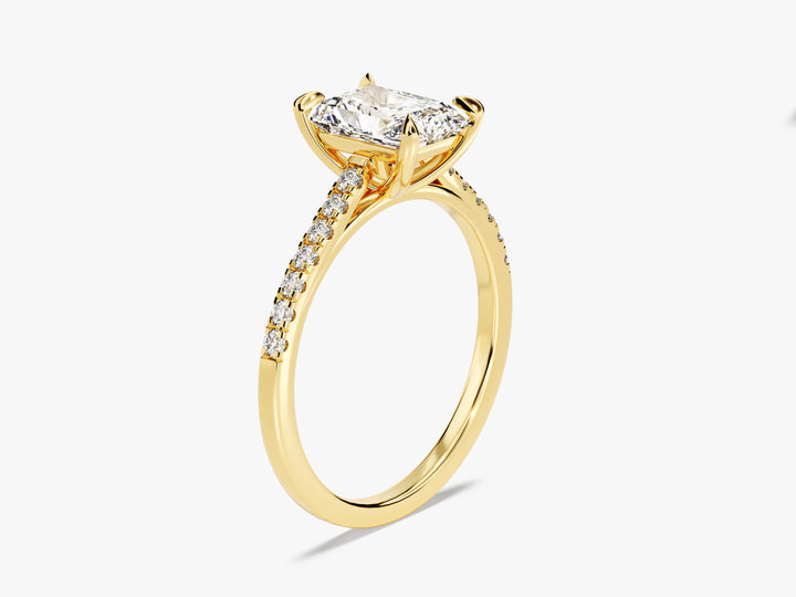 Radiant Cut Moissanite Engagement Ring with Pave Set Side Stones (1.50 CT)