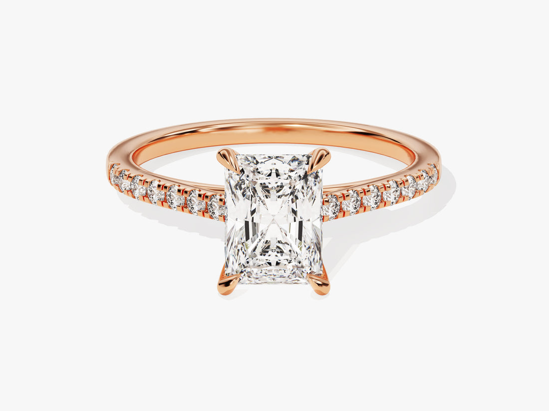 Radiant Cut Moissanite Engagement Ring with Pave Set Side Stones (1.50 CT)
