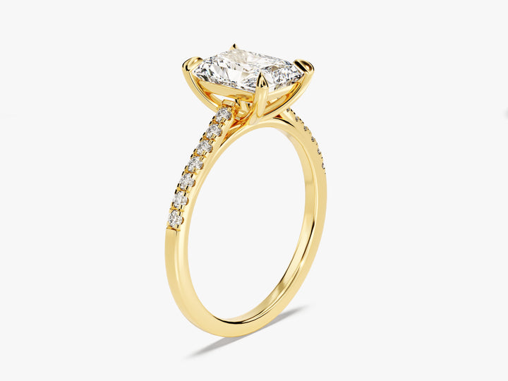 Radiant Cut Moissanite Engagement Ring with Pave Set Side Stones (2.00 CT)