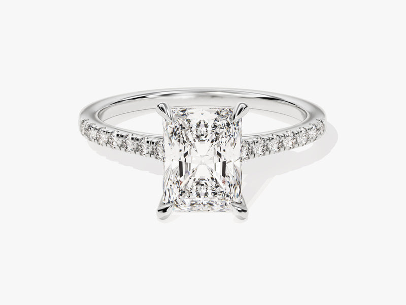 Radiant Cut Moissanite Engagement Ring with Pave Set Side Stones (2.00 CT)