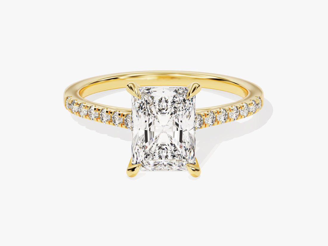 Radiant Cut Moissanite Engagement Ring with Pave Set Side Stones (2.00 CT)