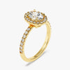 Oval Halo Moissanite Engagement Ring with Pave Set Side Stones (1.00 CT)