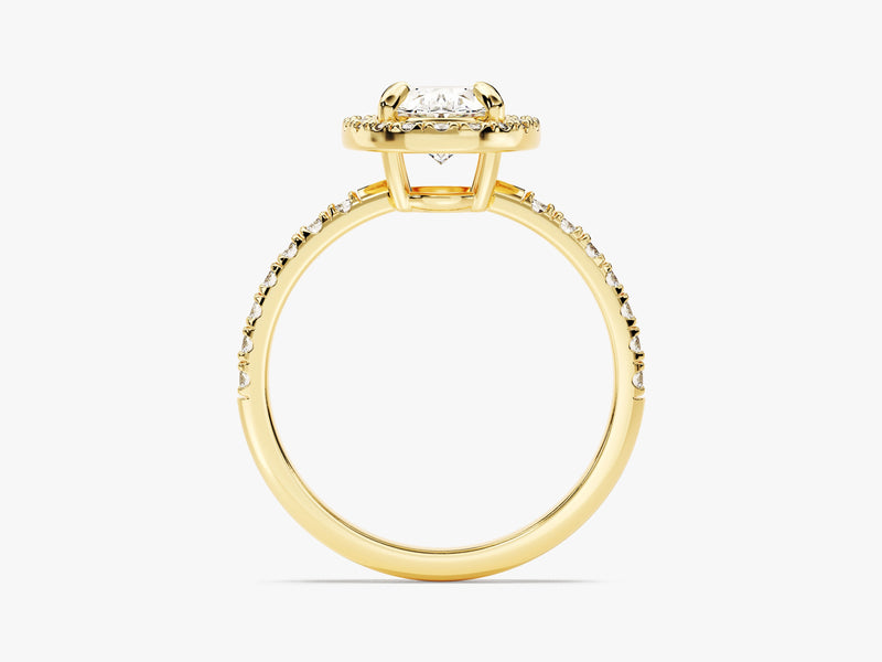 Oval Halo Moissanite Engagement Ring with Pave Set Side Stones (1.50 CT)