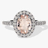 Oval Cut Peach Morganite Halo Engagement Ring with Sidestones