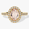 Oval Cut Peach Morganite Halo Engagement Ring with Sidestones