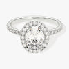 Oval Halo Moissanite Engagement Ring with Pave Set Side Stones (1.50 CT)