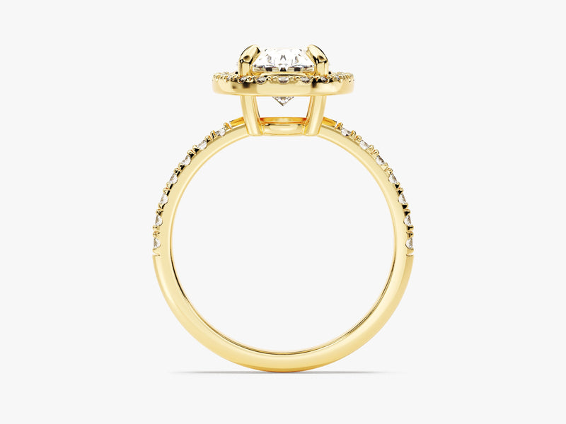 Oval Halo Moissanite Engagement Ring with Pave Set Side Stones (2.00 CT)