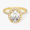 Oval Halo Moissanite Engagement Ring with Pave Set Side Stones (2.00 CT)