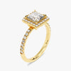 Princess Halo Moissanite Engagement Ring with Pave Set Side Stones (1.00 CT)