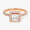 Princess Halo Moissanite Engagement Ring with Pave Set Side Stones (1.00 CT)