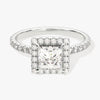 Princess Halo Moissanite Engagement Ring with Pave Set Side Stones (1.00 CT)