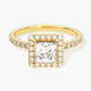 Princess Halo Moissanite Engagement Ring with Pave Set Side Stones (1.00 CT)