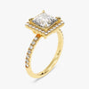 Princess Halo Moissanite Engagement Ring with Pave Set Side Stones (1.50 CT)
