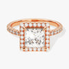 Princess Halo Moissanite Engagement Ring with Pave Set Side Stones (1.50 CT)