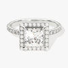 Princess Halo Moissanite Engagement Ring with Pave Set Side Stones (1.50 CT)