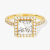 Princess Halo Moissanite Engagement Ring with Pave Set Side Stones (1.50 CT)