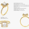 Princess Halo Moissanite Engagement Ring with Pave Set Side Stones (2.00 CT)