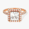Princess Halo Moissanite Engagement Ring with Pave Set Side Stones (2.00 CT)