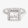 Princess Halo Moissanite Engagement Ring with Pave Set Side Stones (2.00 CT)