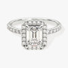 Emerald Halo Moissanite Engagement Ring with Pave Set Side Stones (1.00 CT)