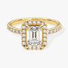 Emerald Halo Moissanite Engagement Ring with Pave Set Side Stones (1.00 CT)